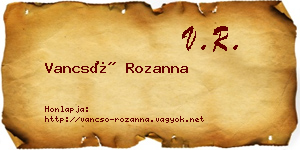 Vancsó Rozanna névjegykártya